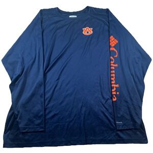 Auburn Tigers Shirt Mens 4X Tall Blue Long Sleeve Columbia PFG Omnishade SEC